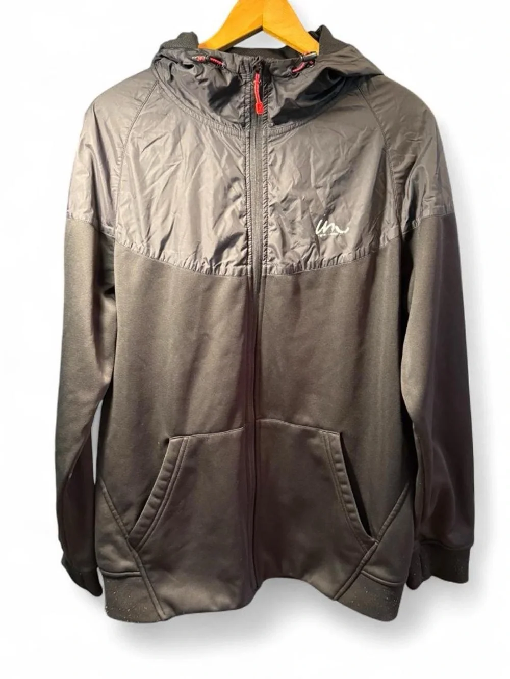 Men's Hooded Full-Zip Windbreaker Jacket - Black